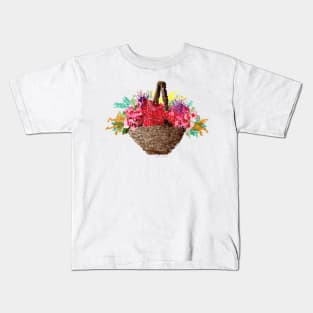 Basket full of Flowers Watercolour Painting Kids T-Shirt